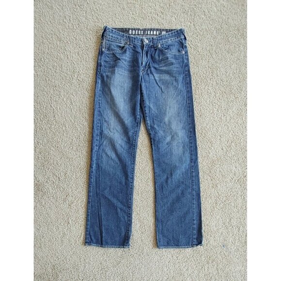 GUESS Other - Guess Cliff Straight Leg Jeans Mens Size 30 Cotton Zipper Fly Mid Rise Distress